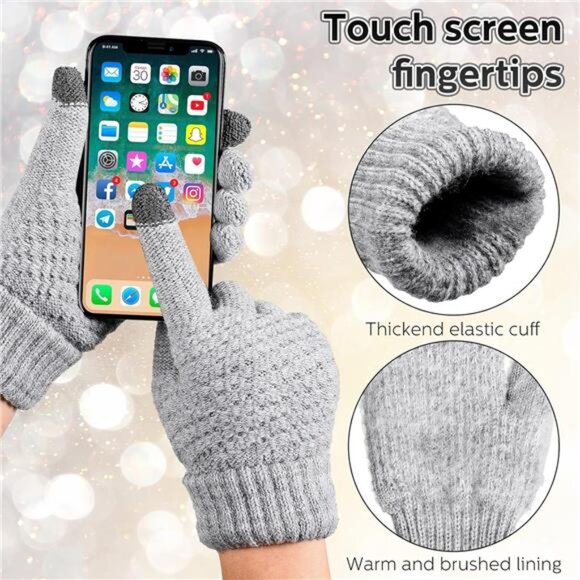 JaGely 9 Pcs Women Winter Hats Gloves Scarf Set Knit Beanie Hat Touchscreen - Picture 5 of 8